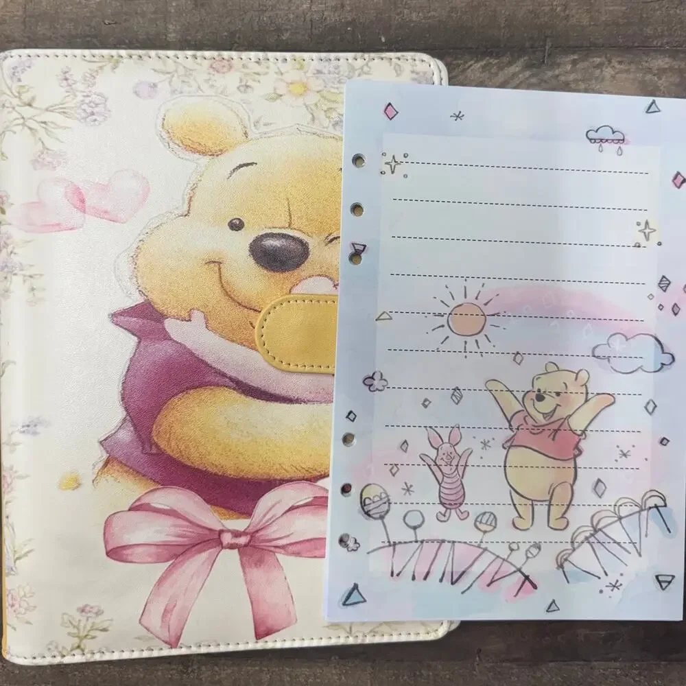 Winnie the Pooh A5 Binder with matching printed paper and canvas pouch